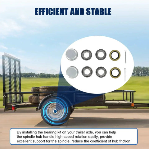 Trailer Hub Bearings Kit For One Inch 2000 Lb Trailer Axles L44643 L44610 Bearings With 12192TB Seals Dust Covers And Cotter Pins displayed.