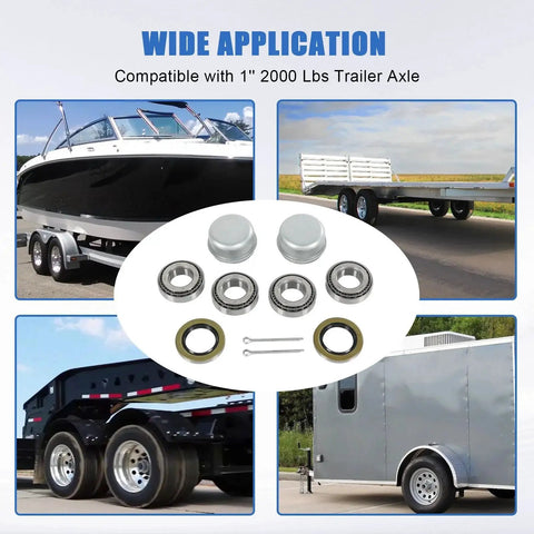 Trailer Hub Bearings Kit For One Inch 2000 Lb Trailer Axles L44643 L44610 Bearings With 12192TB Seals Dust Covers And Cotter Pins with various trailer types