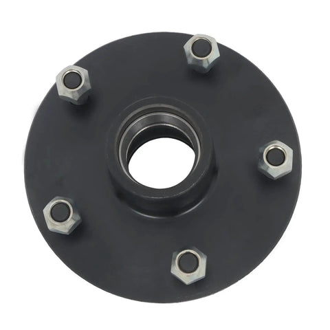 Five On Five Point Five Inch Trailer Hub Kit For 3500 Lb Trailers With 84 Spindle And Bearing Kit Five Piece Set By GXYWADY Replacement For L44649 1-1/16 Inch And L68149 1-3/8 Inch Cast Iron Construction Built Tough And Easy To Install, front view
