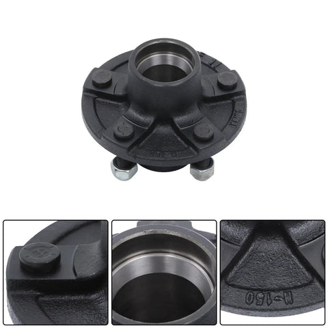 Trailer Hub Kit With 5 On 4 Point 5 Inch Bolt Pattern And 1 Inch BT8 Round Spindle L44643 Bearings Grease Seal Lug Nuts And Cotter Pin For 2000 Lb Axles Heavy Duty Trailer Bearing Kit, shown in parts view.