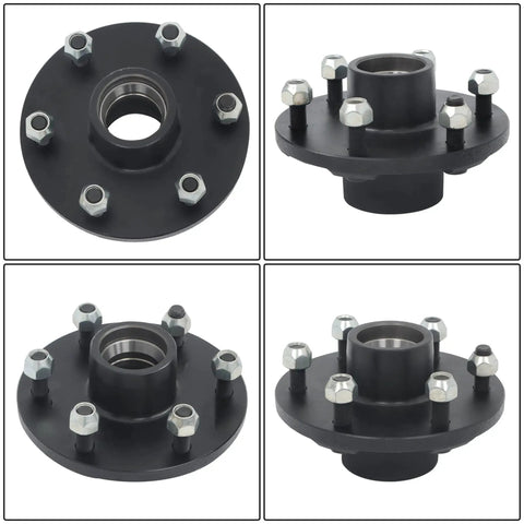 Durable 6-Lug 5.5 Inch Trailer Hub Kit For 3500 Lb Square 84 Spindle With Bearings And Seals RV Camper Trailer Replacement Hub High-Strength Construction For Long Life Includes Two Sets And Ready To Install Right Away.