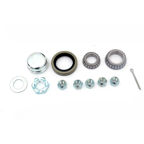 Trailer Hub Assembly For A 4 1/2 Inch Circle, 5 Bolt Pattern With 1 3/8 To 1 1/16 Inch Tapered Spindle, Includes L44649/10 Outer Bearing And L68149/11 Inner Bearing, Seal, Dust Cap, Lug Nuts And Castle Nut, Ready To Bolt In By UCUT
