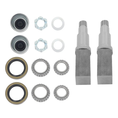 Trailer Hub Kit And Square Spindle Replacement For 5 On 4 5 Inch Axles Includes 8 25 Inch Spindle And 3500 Lb Capacity Bearing Kit