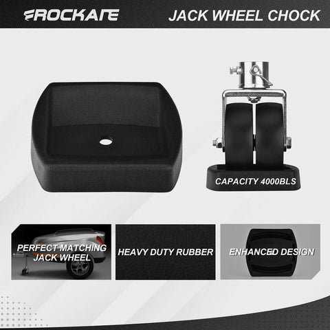 Dual 6 Inch Trailer Jack Wheel Swivel Caster Replacement With Rubber Wheel Chock, 2000 Lbs Capacity, Pin Included