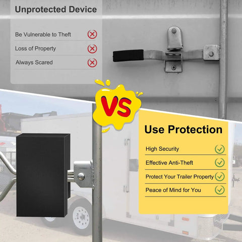 Enhance trailer security with a heavy duty door lock protection device that guards the padlock frame and resists prying.