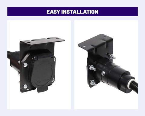 7 Way RV Blade Trailer Socket Mounting Bracket For American Style 7 Pin Connectors, heavy-duty metal, easy install, side view