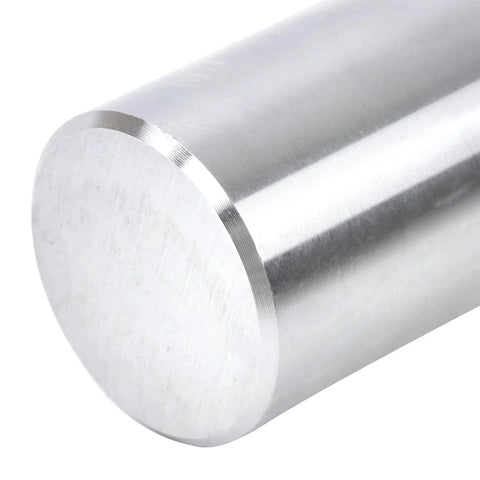 Close-up of heavy duty trailer spindle, 8.25 inch round mounting surface, 1.75 inch, compatible with 3500 lb hubs and brakes.