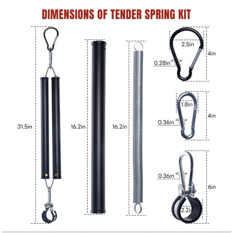 Dimensions of 16 Inch Double Tender Spring Kit For Trailer Suspension Dual Tender Springs For Suspending Air Lines