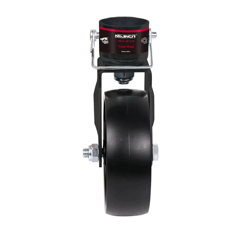 Front view of 6 Inch Trailer Swivel Jack Caster Wheel with Pin Base 1200 Lbs Capacity for Boat Hitch and Camper, black wheel.
