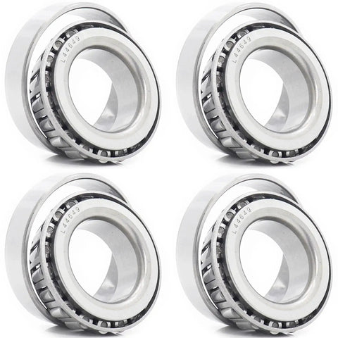 Complete trailer wheel hub bearing kit for 1.0625 inch axles with 4 L44649 bearings shown, part of the full repair set for trailers.