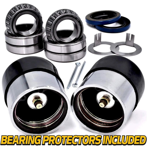 Trailer Wheel Hub Bearing Kit Two Pack For 1 Inch Bore L44643 And L44610 Straight Axle Spindle With 1.25 Inch 12192TB Seal Includes Greaseable Bearing Protectors