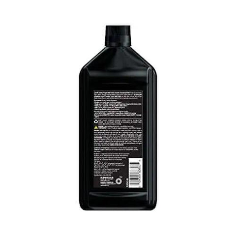 Back view of Transmax Import Multi Vehicle Automatic Transmission Fluid 1 Quart Pack Of Six bottle, black with label details and cap.