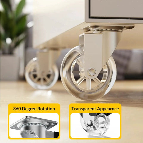 Three Inch Transparent Swivel Casters Without Brakes For Furniture, 360 Degree Rotation, Lightweight Yet Durable Polyurethane Casters