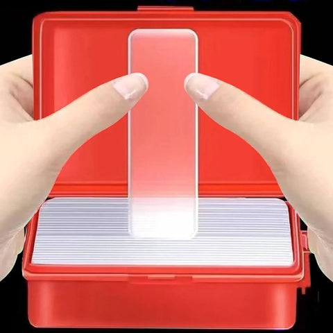 Hands holding Double Sided Adhesive Pads Square Transparent Tape Cuttable For Walls Hangin Waterproof Gel Sticker in red box