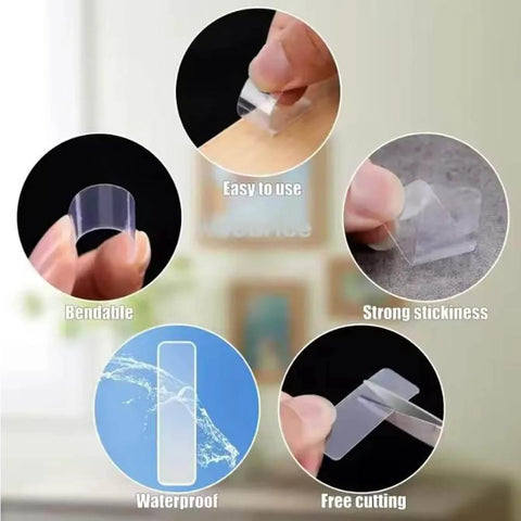 Double Sided Adhesive Pads Square Transparent Tape Cuttable For Walls Hangin Waterproof Gel Sticker Removable And Strong Hold
