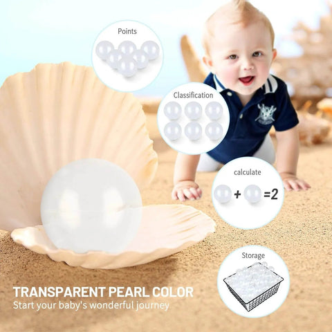 Baby playing with 100 Ocean Balls for Babies Kids Children Soft Plastic Birthday Parties Events Playground Games Pool (Transparent)