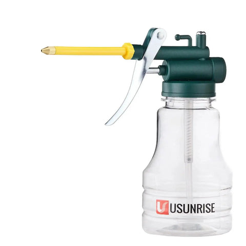 Two Pack Transparent High Pressure Oil Can Oiler With Rigid And Flexible Spouts And Thumb Pump Clear Plastic Bottle Kit