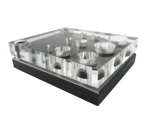 See Through 9 Piece Punch And Die Set With Clear Plate Guide for Precise Alignment, close-up view of transparent guide plate.
