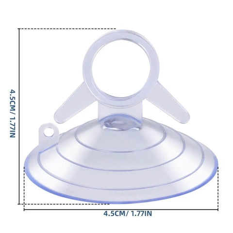 Transparent PVC Aquarium Suction Cups 12 Pack For Glass Surfaces, 45mm Vacuum Ring Holders with measurement details