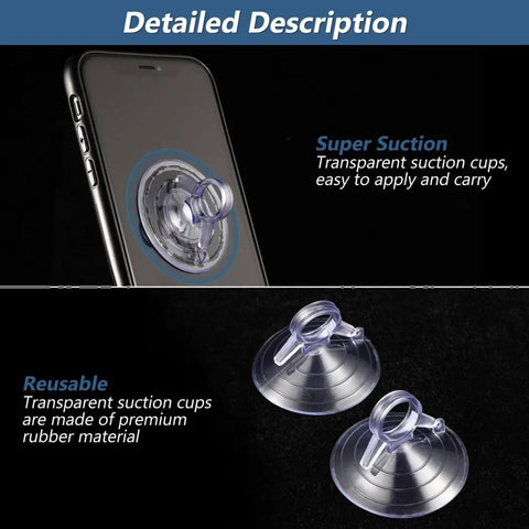 Transparent PVC Aquarium Suction Cups 12 Pack For Glass Surfaces, 45mm Vacuum Ring Holders displayed with detailed description