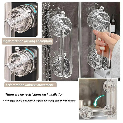 Transparent Suction Cup Handle For Bathroom Kitchen Shower Sliding Glass Doors Cabinets And Drawers, provides stable non-slip grip