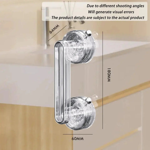 Transparent Suction Cup Handle For Bathroom Kitchen Shower Sliding Glass Doors Cabinets And Drawers, installed on glass surface