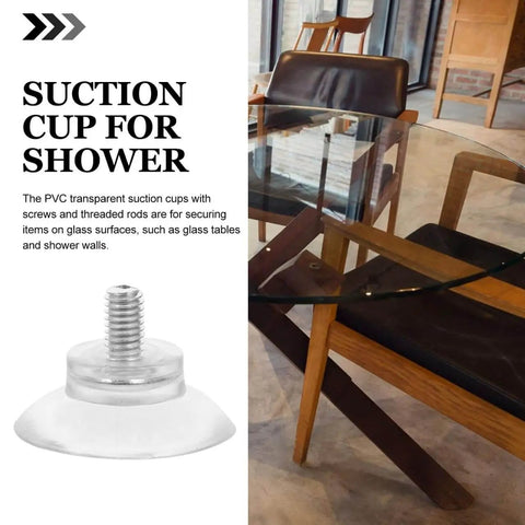 Image showing transparent suction cup with M6 screw on a table, used for glass surfaces, part of 10 Pack Transparent Suction Cups With M6 Screws Nuts Grab And Go Anti Slip Vacuum Grip Hooks For Window Car Shade Cloth Bathroom Wall Door 1.29 By 1.29 By 0.51 Inch.