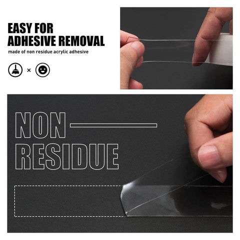 Person peeling Transparent Double Sided Adhesive Tape 1/2 Inch By 10 Feet, Acrylic, Removable No Residue, Easy Peel Backing