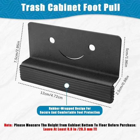 Foot Pull For Cabinets With Adhesive And Screws Hands Free Cabinet Door And Drawer Opener shown with measurement details.