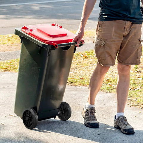 Garbage Can Wheels Replacement With Metal Hollow Shaft And Small Rubber Wheels 19.68 X 7.28 X 3.93 Inches Quiet Trash Can Pulley