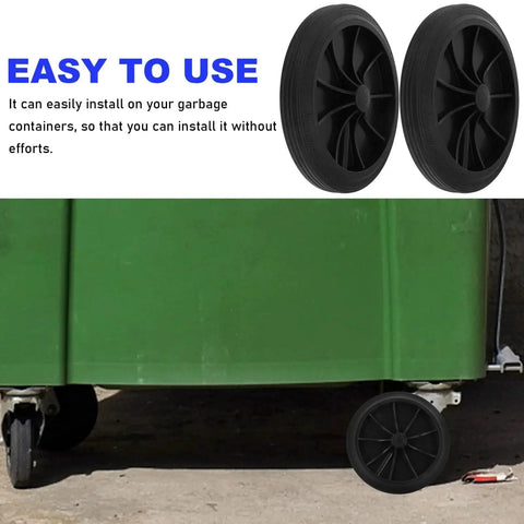 Replacement Trash Can Wheels Set Of 2 For Outdoor Garbage Containers, Plastic Rubber Casters For Waste Receptacles, 0.79 Inch Diameter