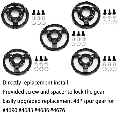 Traxxas Hardened Steel Spur Gear Upgrade 83T with screws and spacers for 1/10 Slash Stampede Rustler Bandit 2WD VXL XL5 F150 SVT.