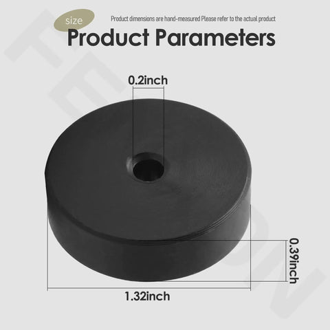 4 Pack Replacement Wheels For Antique Treadle Sewing Machines, 1.32 Inch Diameter And 0.39 Inch Width, Durable And Easy To Install Plug In Replacement, Ideal For Vintage Restoration Of Treadle Machines, black wheel, side view dimensions