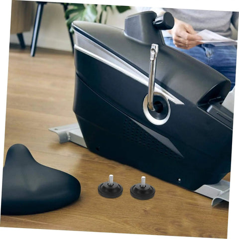 Two pack slip resistant treadmill leveling pads shown with mounting screws for stable fitness equipment on uneven floors.
