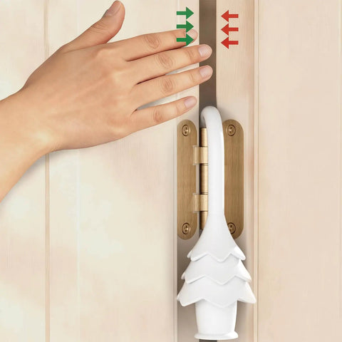 Christmas Tree Hanging Silicone Door Pinch Guard And Anti Door Slam Stopper Set For Baby Proofing Homes Keeps Doors Open And Fingers Safe With Hidden Hinge Mount Kid Safe And Easy To Install 2 Pack White installed on door hinge