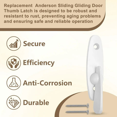 Tribeca Style Sliding Door Latch Replacement For Andersen Locks 2573609 Zinc Alloy With Anti-Corrosion Coating and screws