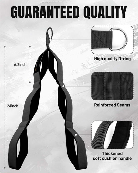 Tricep Rope Cable Attachment Handles For Greater Range Of Motion On Tricep Pushdowns Crunches And Face Pulls with high-quality D-ring