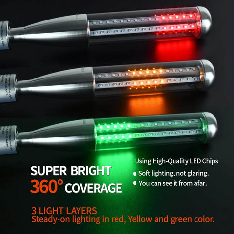 Industrial Warning Light Tower 24V DC With All Metal Aluminum Body And Bulletproof PC Cover 3 Color Red Yellow Green Tower Signal Indicator Lamp Continuous Light With Buzzer Built Tough For Harsh Environments