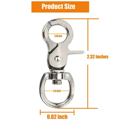 10 Pack Trigger Snap Hooks 2.32 Inches By 0.82 Inches Heavy Duty Swivel Metal Clasps Lanyard Clips size details