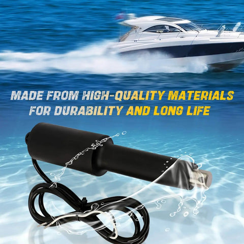 15060 001 Trim Tab Actuator 12V With Four And Quarter Inch Stroke Six Foot Cable Waterproof Connections in water setting