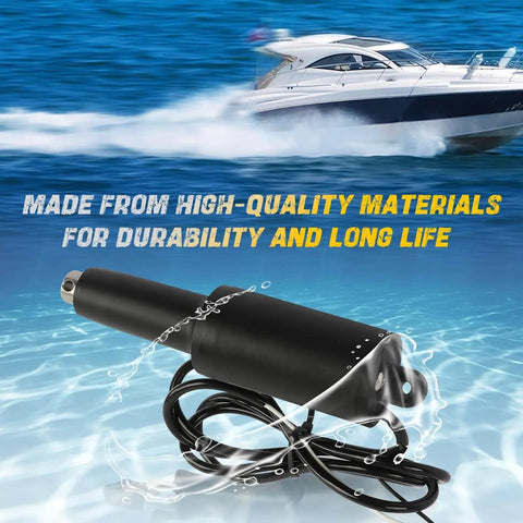 Trim Tab Actuator for 2009 and Newer Air Boats Short Stroke Two and a Quarter Inch, 12V, 6 Ft Cable, in water view