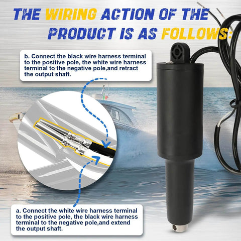 Trim Tab Actuator for 2009 and Newer Air Boats Short Stroke Two and a Quarter Inch, 12V, 6 Ft Cable, wiring instructions