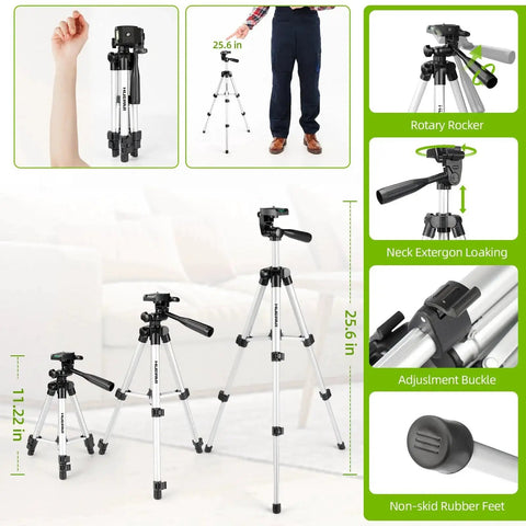 Tripod for Laser Level With Tripod Kit Self Leveling 98Ft Bright Green Cross Line, shown with adjustable knobs and rubber feet.