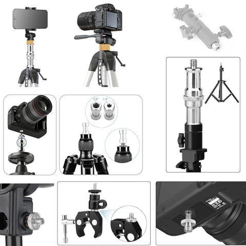 30 Pack Tripod Screw Mount Kit With 1/4 Inch To 3/8 Inch Threaded Adapters and Quick Release Screws for DSLR Cameras and Accessories