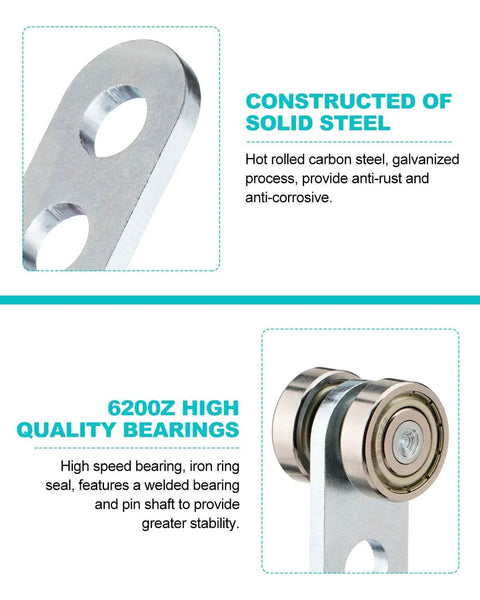 Solid steel part of 2 Wheel Trolley Assembly Rollers Bearing Design for 1-5/8 Inch Wide Strut Channels with high quality bearings