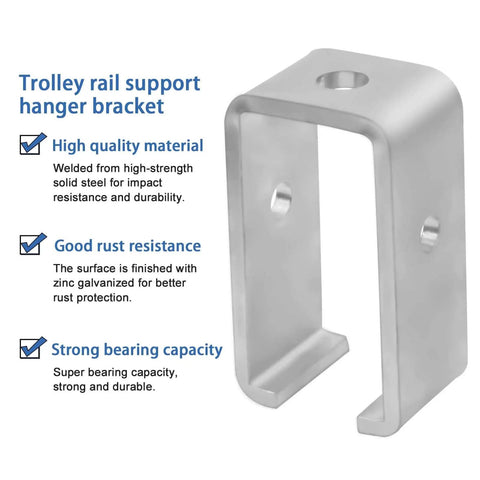 Universal One And Five Eighths Inch Strut Channel Trolley Track Hanger Bracket Heavy Duty 1200 Pound Load Rated for durable support