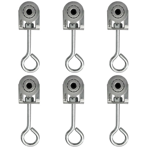 Pack of 6 2 Wheels Trolley Assembly Rollers with Eye Hook Loop Silver Electro Galvanized Zinc Finish for 1-5/8 Inch Strut Channels