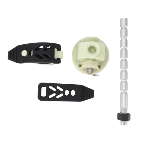 Luocute trolling motor stabilizer mount kit with black clamps, pale green base, and silver segmented aluminum rod