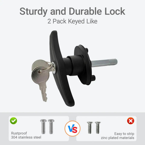 Truck Cap Lock Replacement Parts Kit For Leer Camper Shells With T Handle Latch Door Lock Keyed Alike Left And Right Dual Lock Compatibility Easy Installation For Pickup Topper Security showing lock and keys