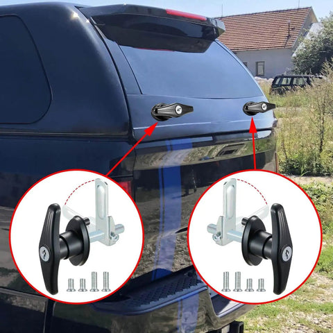 Durable zinc alloy THandle lock set for truck cap and camper shell delivers rust resistance and secure protection installed